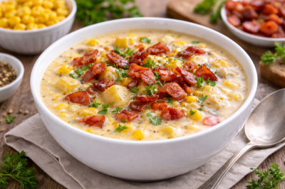 Если смешать кукурузу и бекон в кастрюле &mdash; получится чаудер: невероятный суп