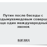 Путин после беседы с Бердымухамедовым совершил еще один международный звонок