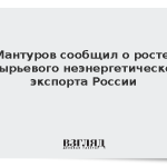 Мантуров сообщил о росте несырьевого неэнергетического экспорта России