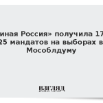 «Единая Россия» получила 17 из 25 мандатов на выборах в Мособлдуму