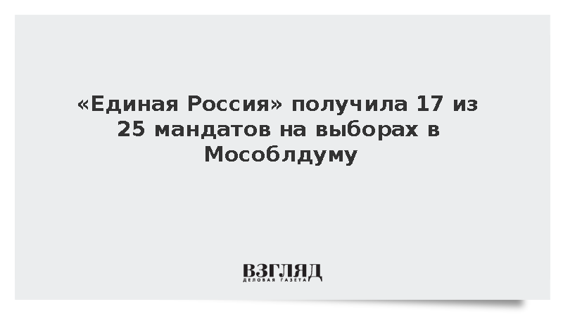 «Единая Россия» получила 17 из 25 мандатов на выборах в Мособлдуму