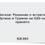 Песков: Решение о встрече Путина и Трампа на G20 не принято
