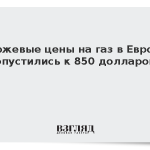 Биржевые цены на газ в Европе опустились к 850 долларам