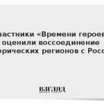Участники «Времени героев» оценили воссоединение исторических регионов с Россией