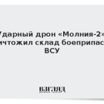 Ударный дрон «Молния-2» уничтожил склад боеприпасов ВСУ