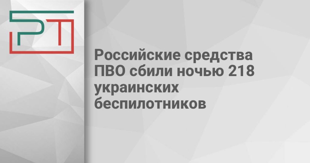 Российские средства ПВО сбили ночью 218 украинских беспилотников