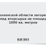 В Пензенской области загорелся склад вторсырья на площади 1000 кв. метров
