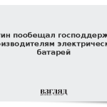 Путин пообещал господдержку производителям электрических батарей