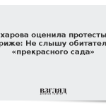 Захарова оценила протесты в Париже: Не слышу обитателей «прекрасного сада»