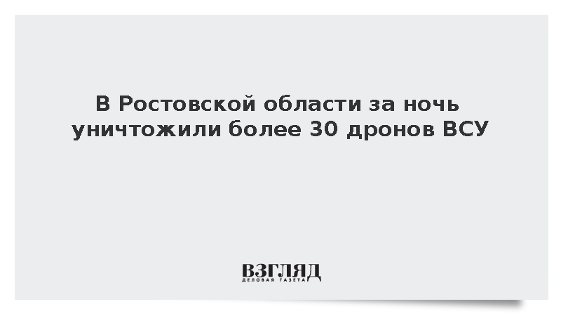 В Ростовской области за ночь уничтожили более 30 дронов ВСУ