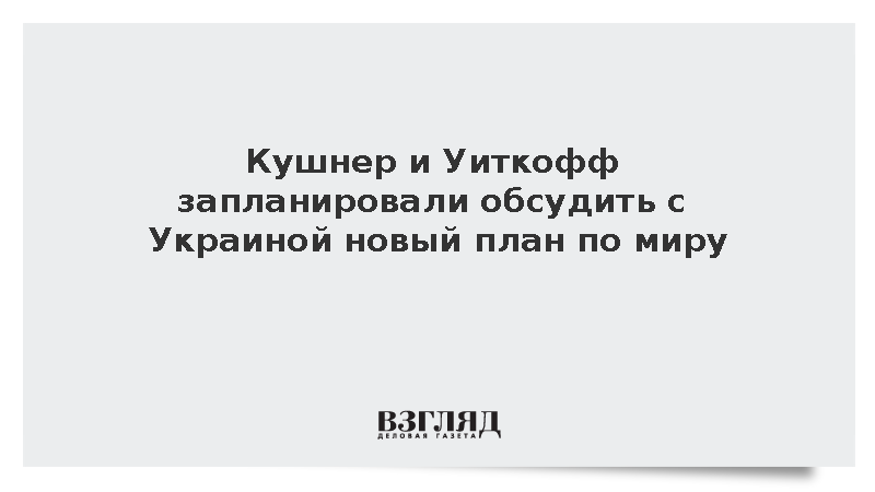 NewsNation: Кушнер и Уиткофф обсудят в пятницу с Украиной новую мирную сделку