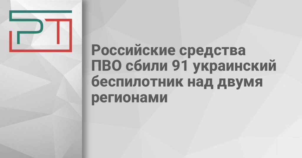 Российские средства ПВО сбили 91 украинский беспилотник над двумя регионами
