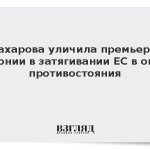 Захарова уличила премьера Эстонии в затягивании ЕС в «омут противостояния»