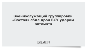 Военнослужащий группировки «Восток» сбил дрон ВСУ ударом автомата